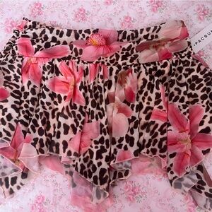 PacSun Pink Floral Leopard Mini Skirt